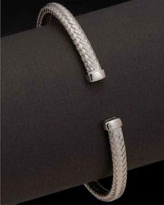 316 Stainless Steel Silver Braided Bangle